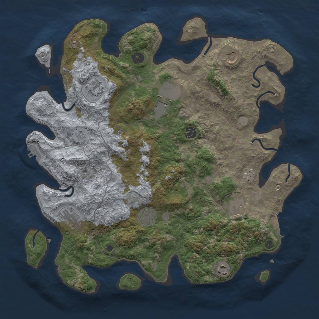Rust Map: Procedural Map, Size: 4000, Seed: 1407, 16 Monuments