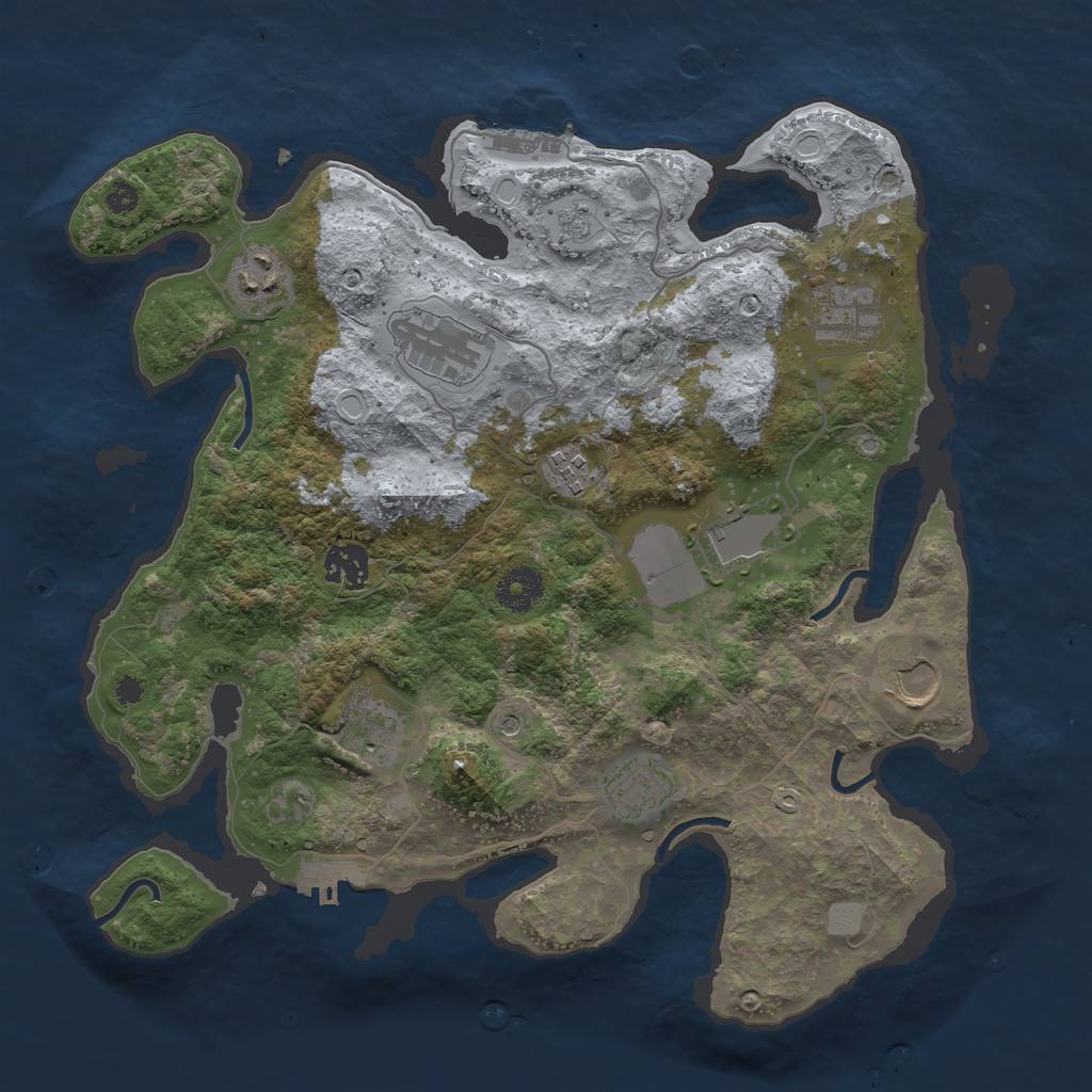Rust Map: Procedural Map, Size: 3500, Seed: 945777977, 18 Monuments