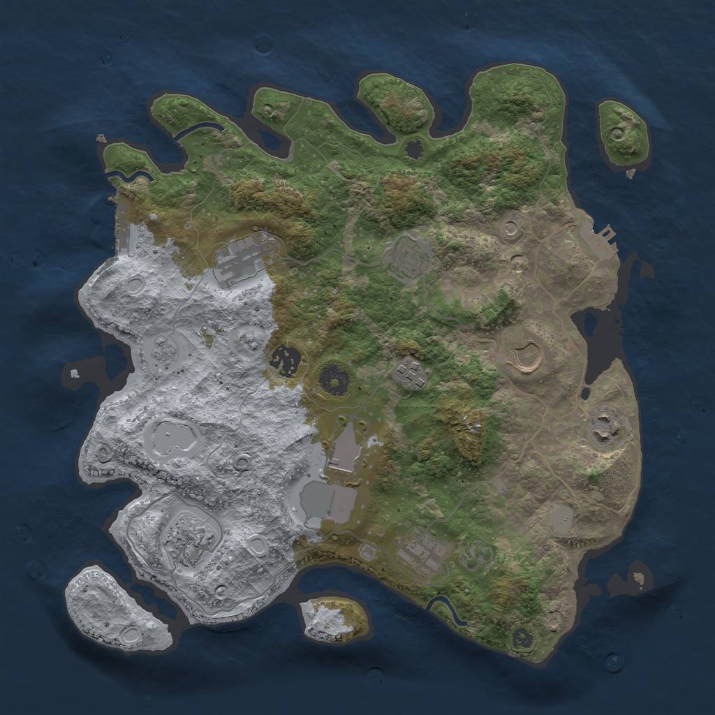 Rust Map: Procedural Map, Size: 3500, Seed: 2104457150, 18 Monuments