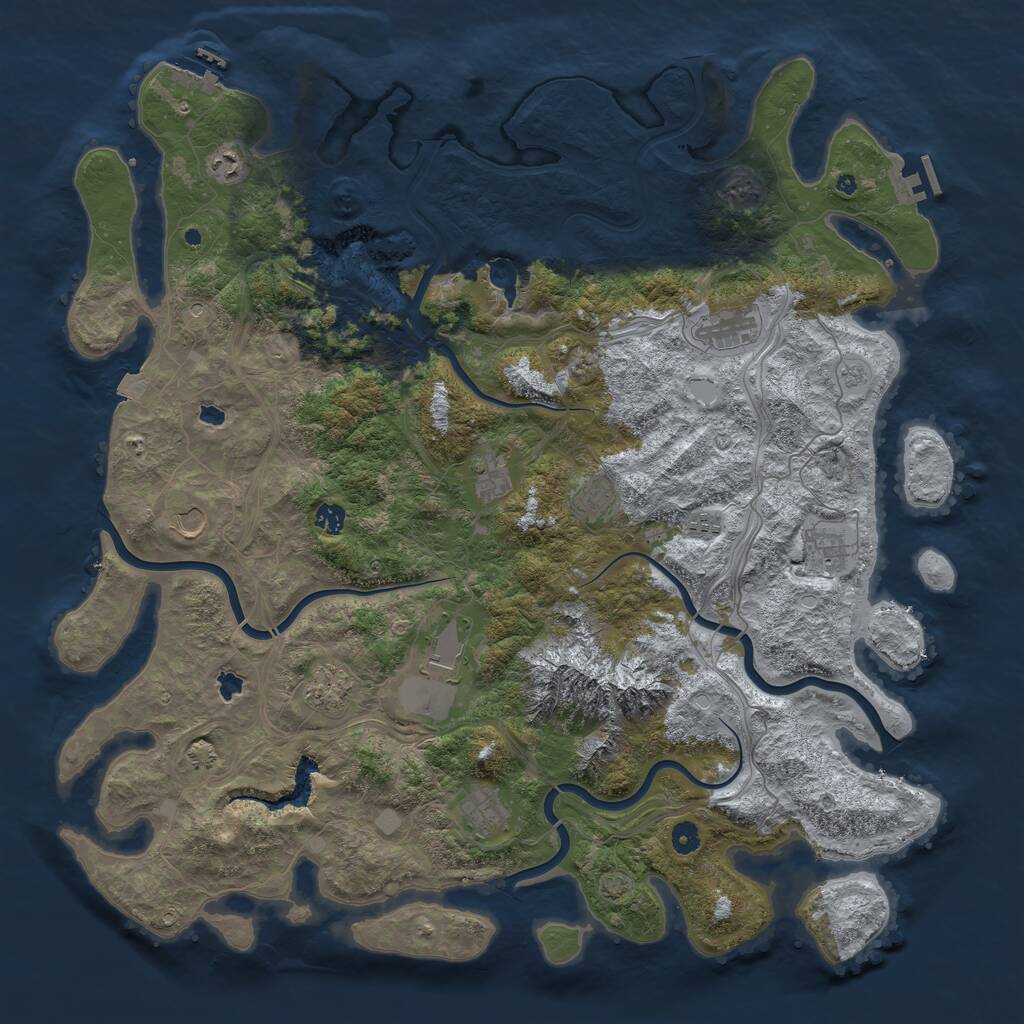 Rust Map: Procedural Map, Size: 5000, Seed: 5629, 17 Monuments