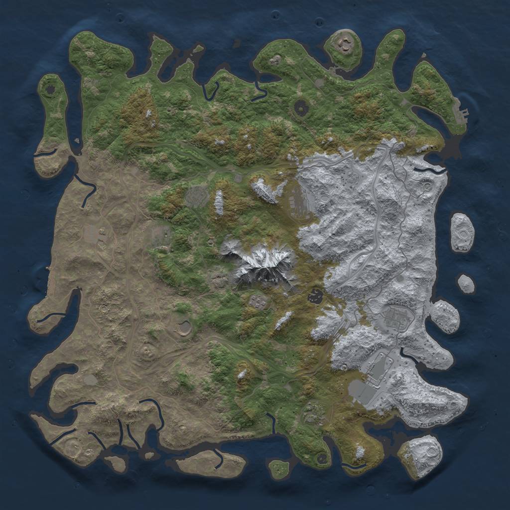 Rust Map: Procedural Map, Size: 5000, Seed: 5629, 18 Monuments