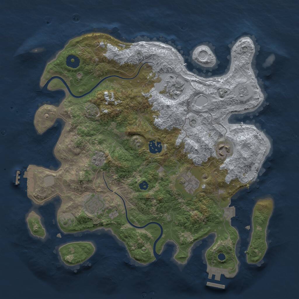 Rust Map: Procedural Map, Size: 3300, Seed: 133244394, 12 Monuments