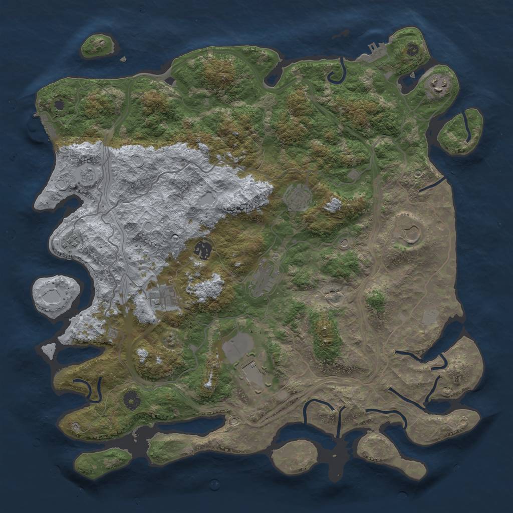 Rust Map: Procedural Map, Size: 4300, Seed: 2137350877, 17 Monuments