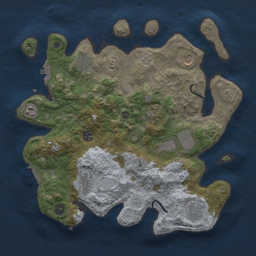 Rust Map: Procedural Map, Size: 3500, Seed: 400215163, 18 Monuments