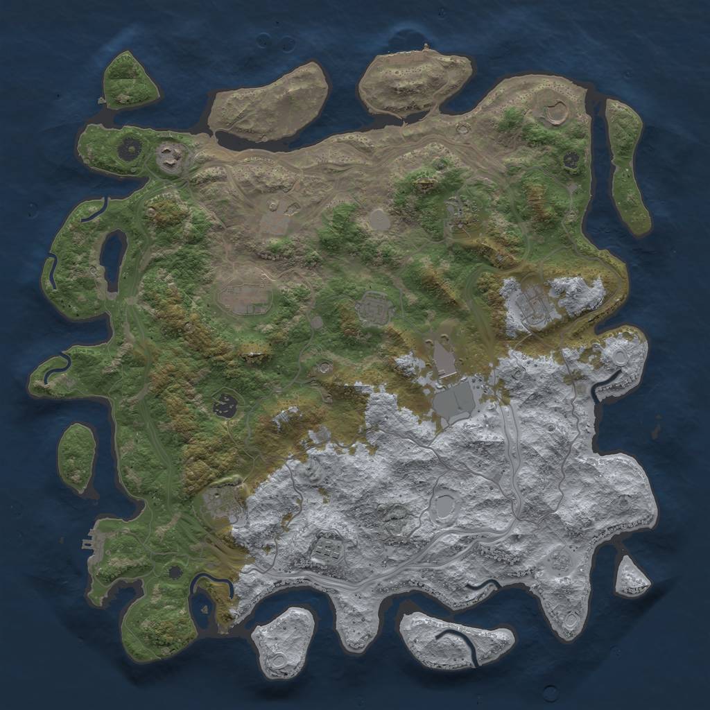 Rust Map: Procedural Map, Size: 4500, Seed: 1530638860, 20 Monuments