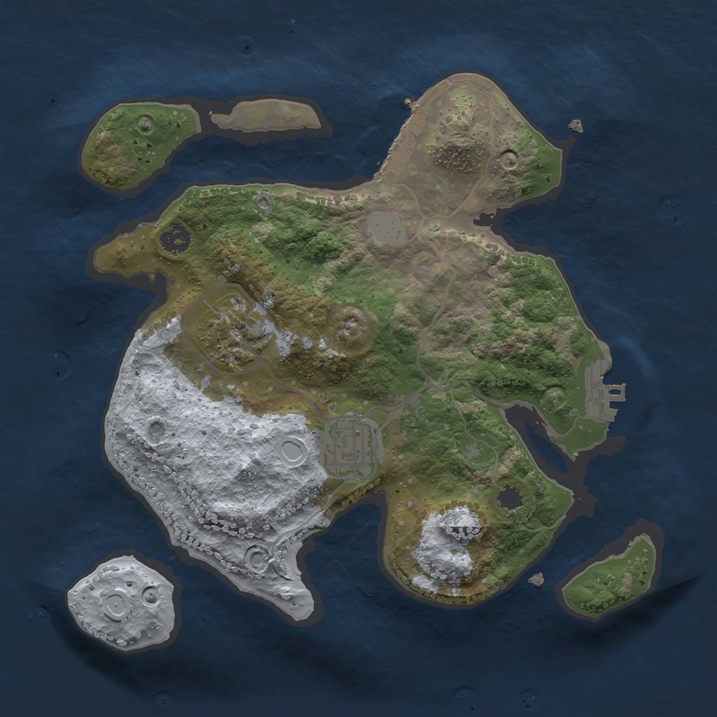 Rust Map: Procedural Map, Size: 2500, Seed: 9999, 9 Monuments