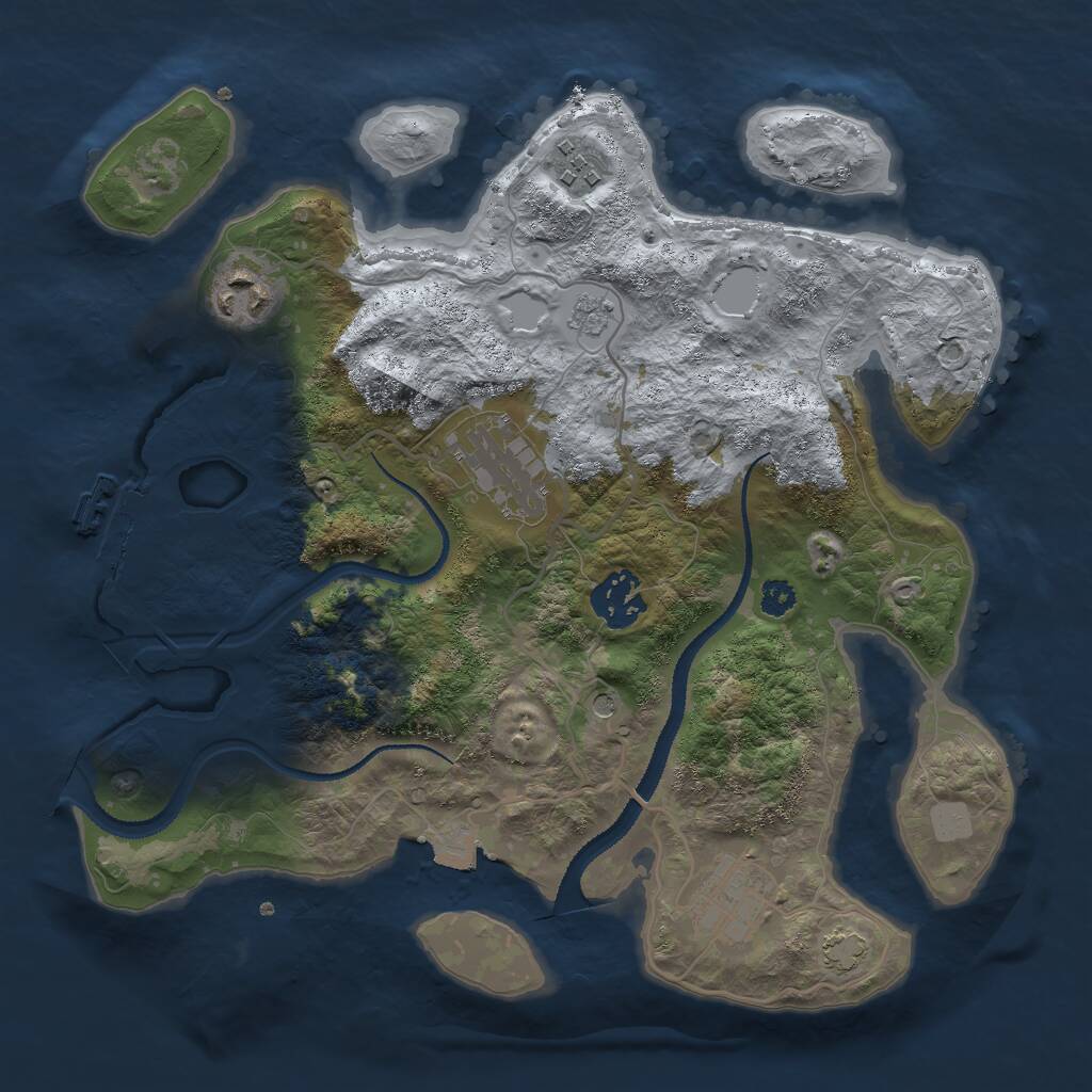Rust Map: Procedural Map, Size: 3000, Seed: 2107065303, 10 Monuments