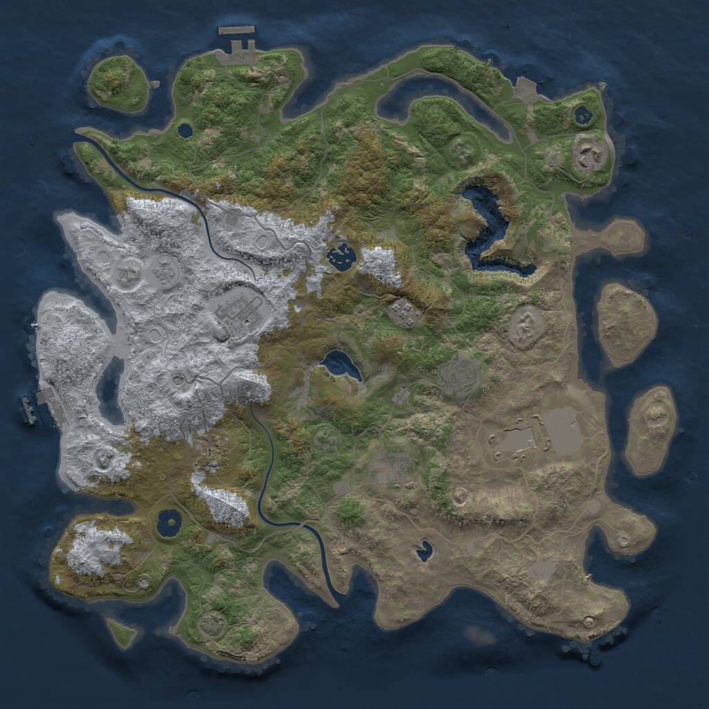 Rust Map: Procedural Map, Size: 4000, Seed: 120750972, 14 Monuments