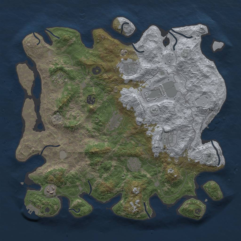 Rust Map: Procedural Map, Size: 4000, Seed: 42342, 16 Monuments
