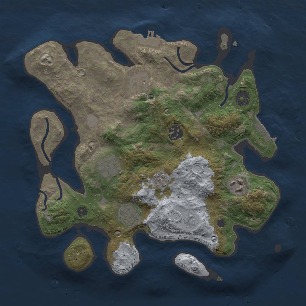 Rust Map: Procedural Map, Size: 3000, Seed: 1721579137, 14 Monuments