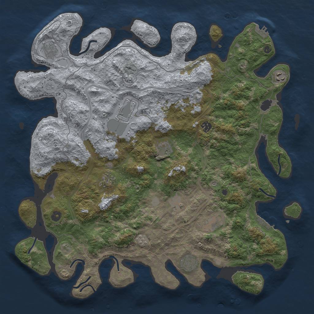 Rust Map: Procedural Map, Size: 4500, Seed: 2134259950, 19 Monuments