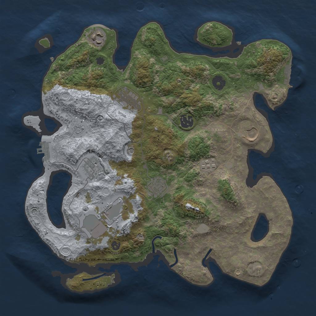 Rust Map: Procedural Map, Size: 3500, Seed: 1661086004, 17 Monuments
