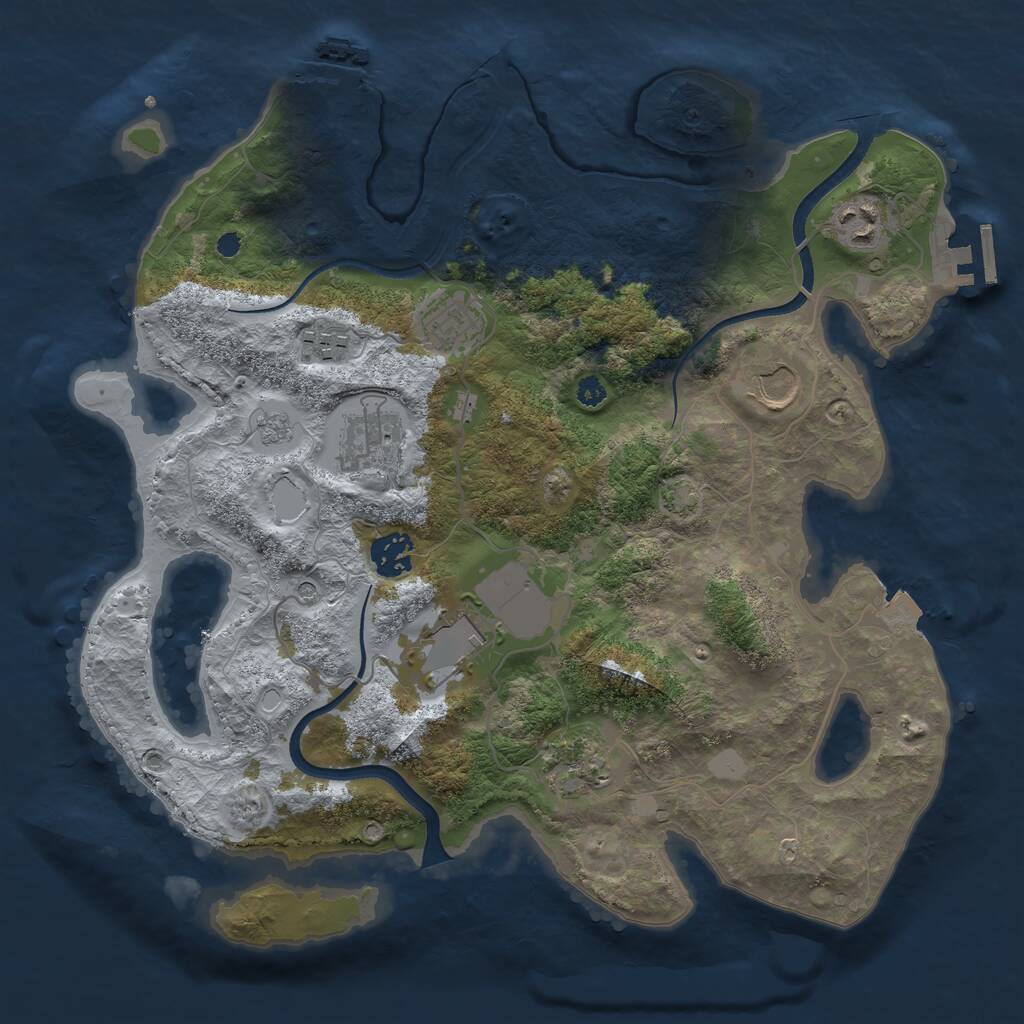 Rust Map: Procedural Map, Size: 3500, Seed: 1661086004, 14 Monuments