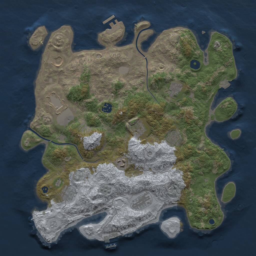 Rust Map: Procedural Map, Size: 3850, Seed: 591265920, 16 Monuments