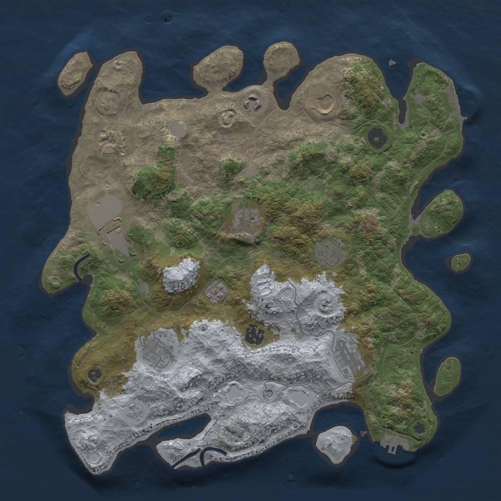 Rust Map: Procedural Map, Size: 3850, Seed: 591265920, 19 Monuments