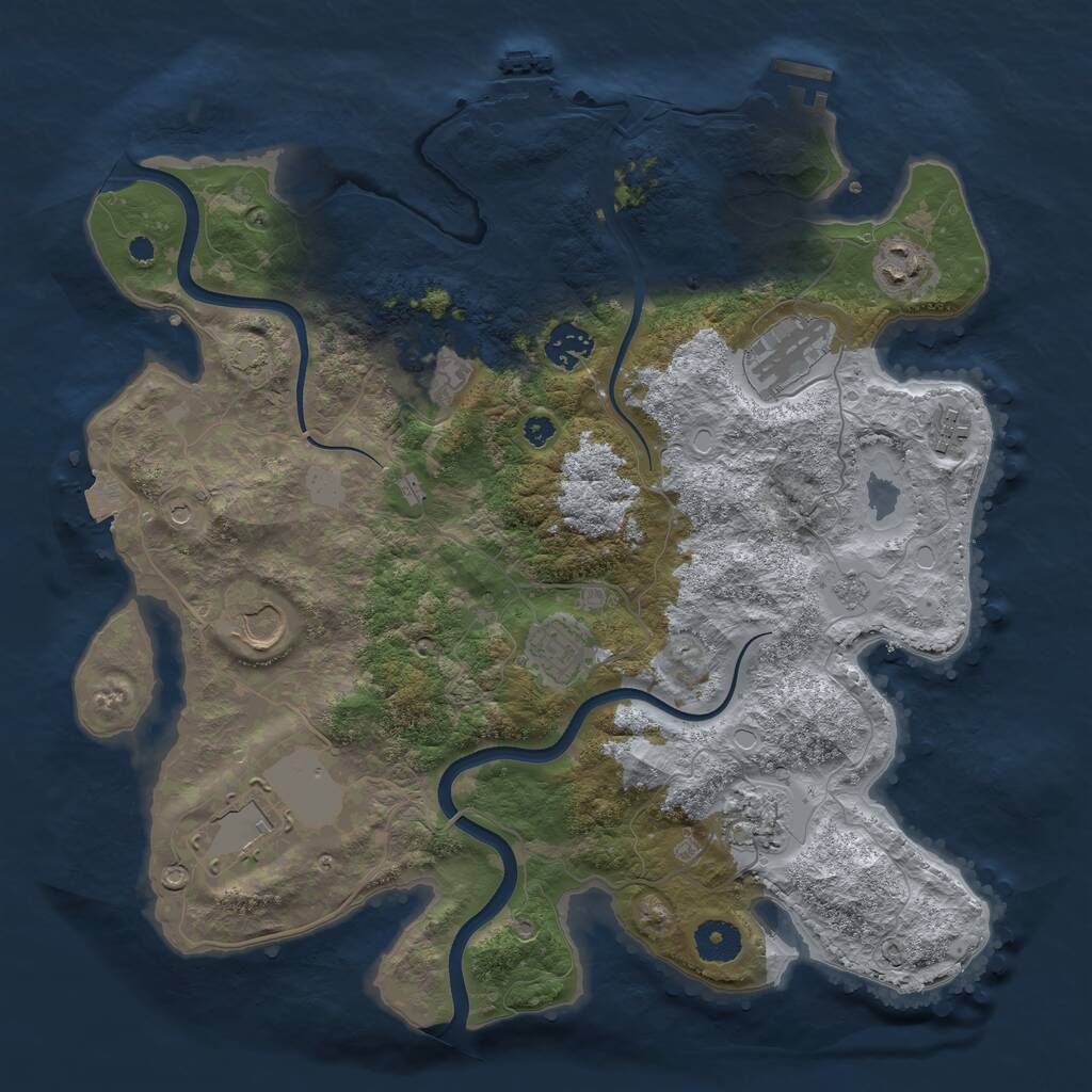 Rust Map: Procedural Map, Size: 3650, Seed: 801936256, 15 Monuments