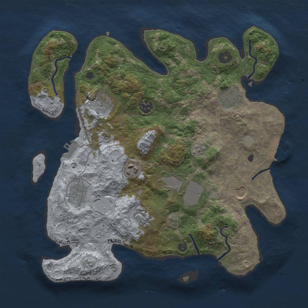Rust Map: Procedural Map, Size: 3500, Seed: 1057273821, 18 Monuments