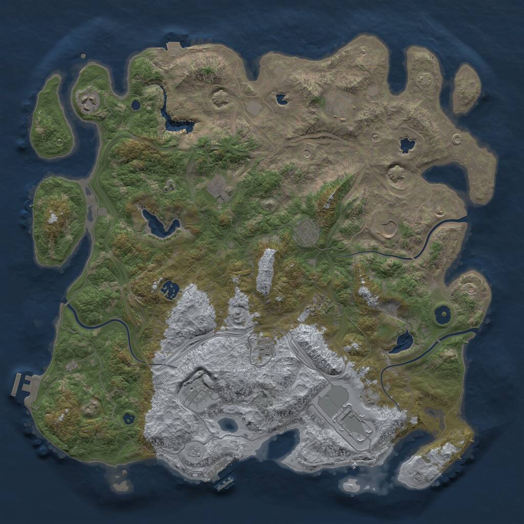 Rust Map: Procedural Map, Size: 4500, Seed: 271113221, 16 Monuments