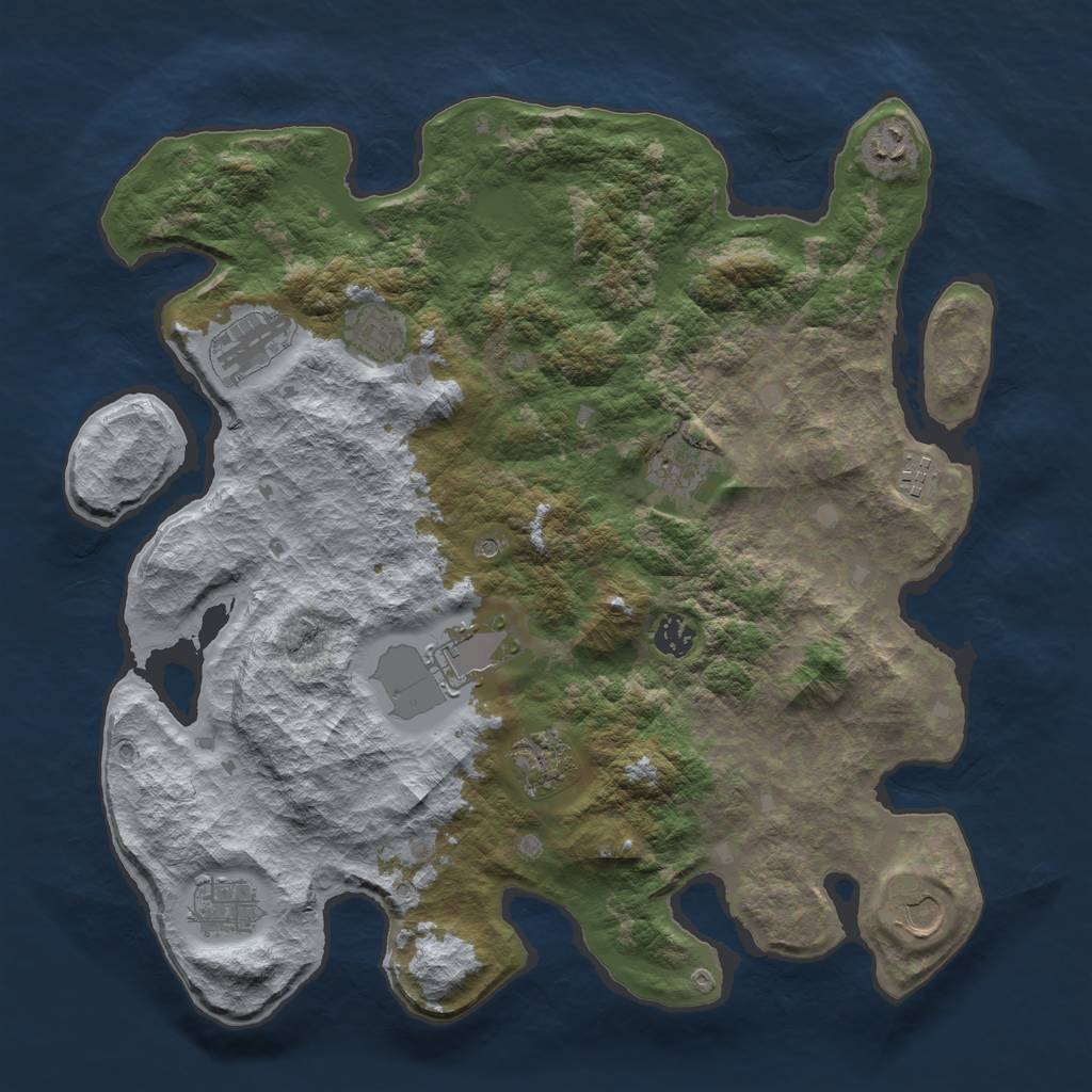 Rust Map: Barren, Size: 4000, Seed: 17246718, 13 Monuments