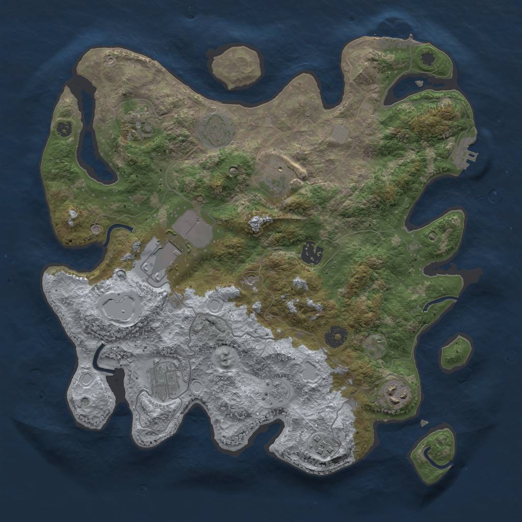Rust Map: Procedural Map, Size: 3500, Seed: 8579231, 17 Monuments