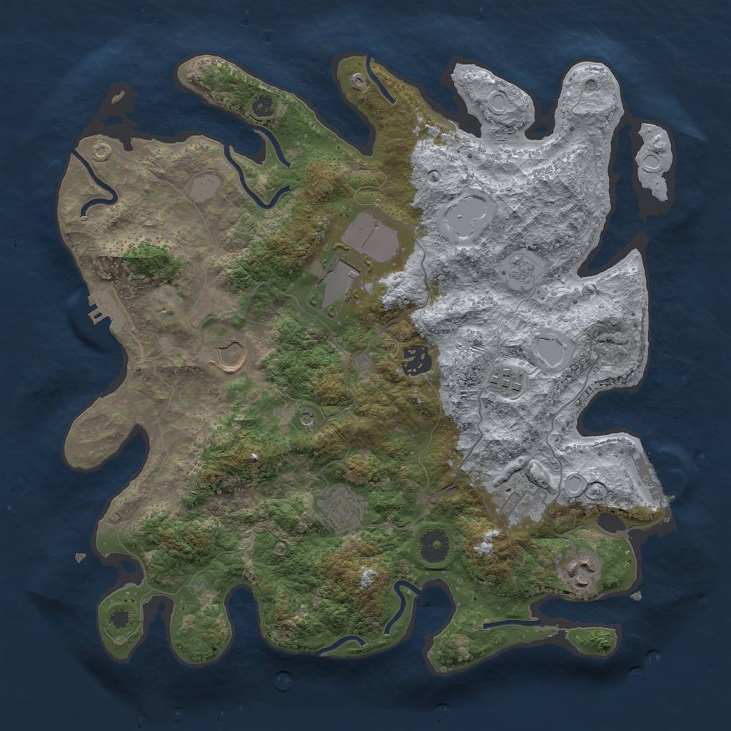 Rust Map: Procedural Map, Size: 3500, Seed: 1002164188, 14 Monuments