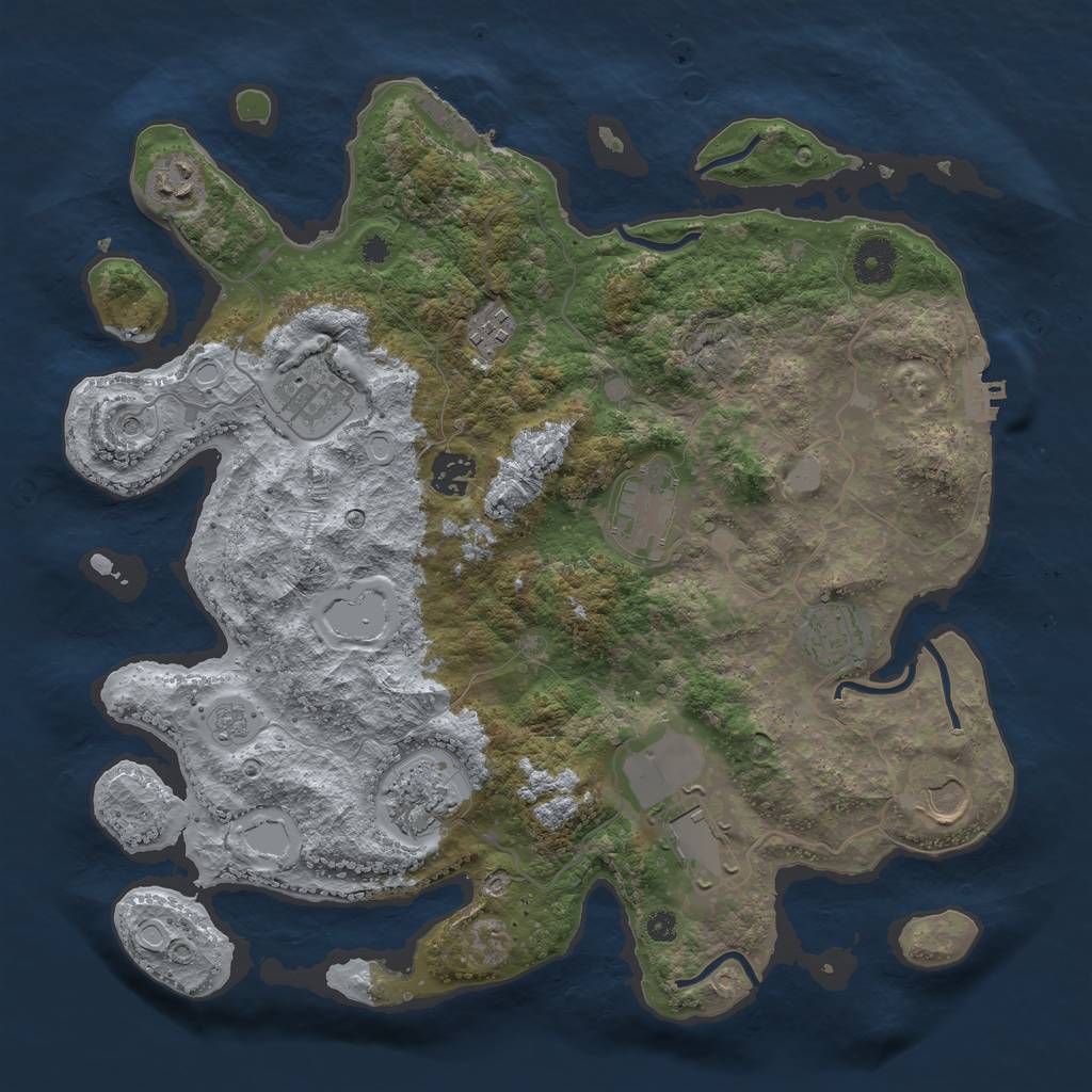 Rust Map: Procedural Map, Size: 3650, Seed: 147601664, 18 Monuments