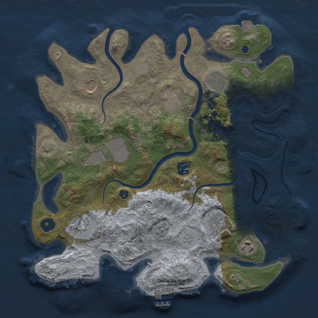 Rust Map: Procedural Map, Size: 3500, Seed: 2035992710, 15 Monuments