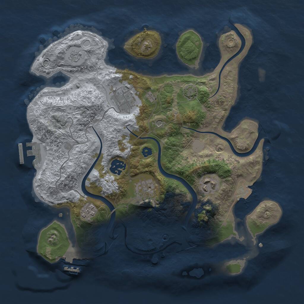 Rust Map: Procedural Map, Size: 3000, Seed: 2083524889, 11 Monuments