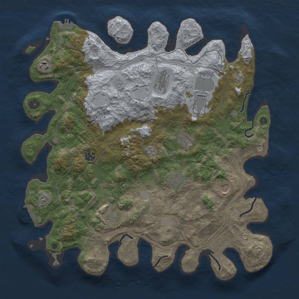 Rust Map: Procedural Map, Size: 4250, Seed: 999996326, 19 Monuments