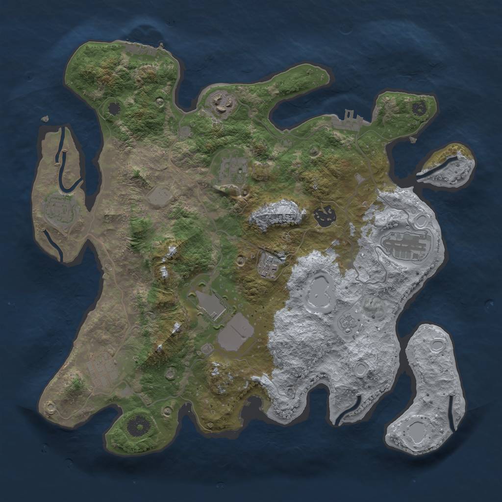 Rust Map: Procedural Map, Size: 3500, Seed: 1403856349, 16 Monuments