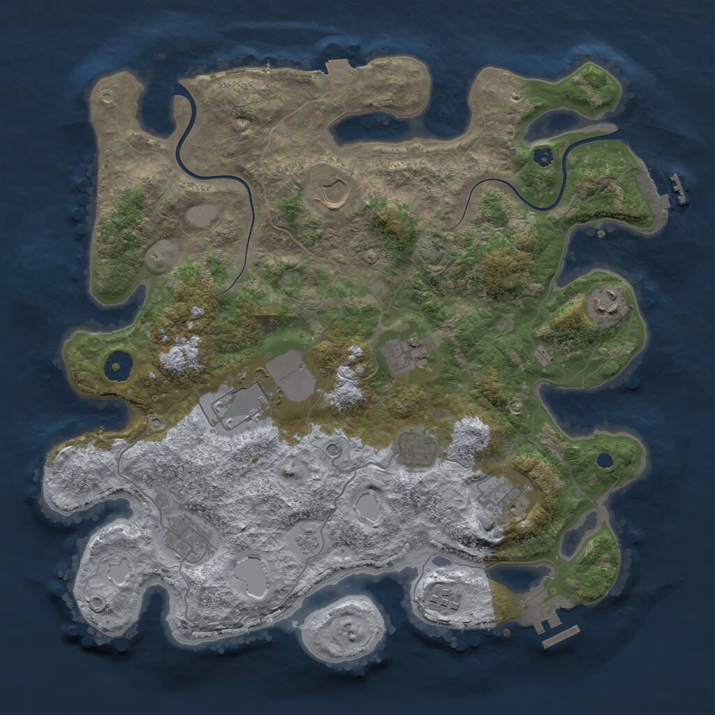 Rust Map: Procedural Map, Size: 3650, Seed: 1356218880, 14 Monuments