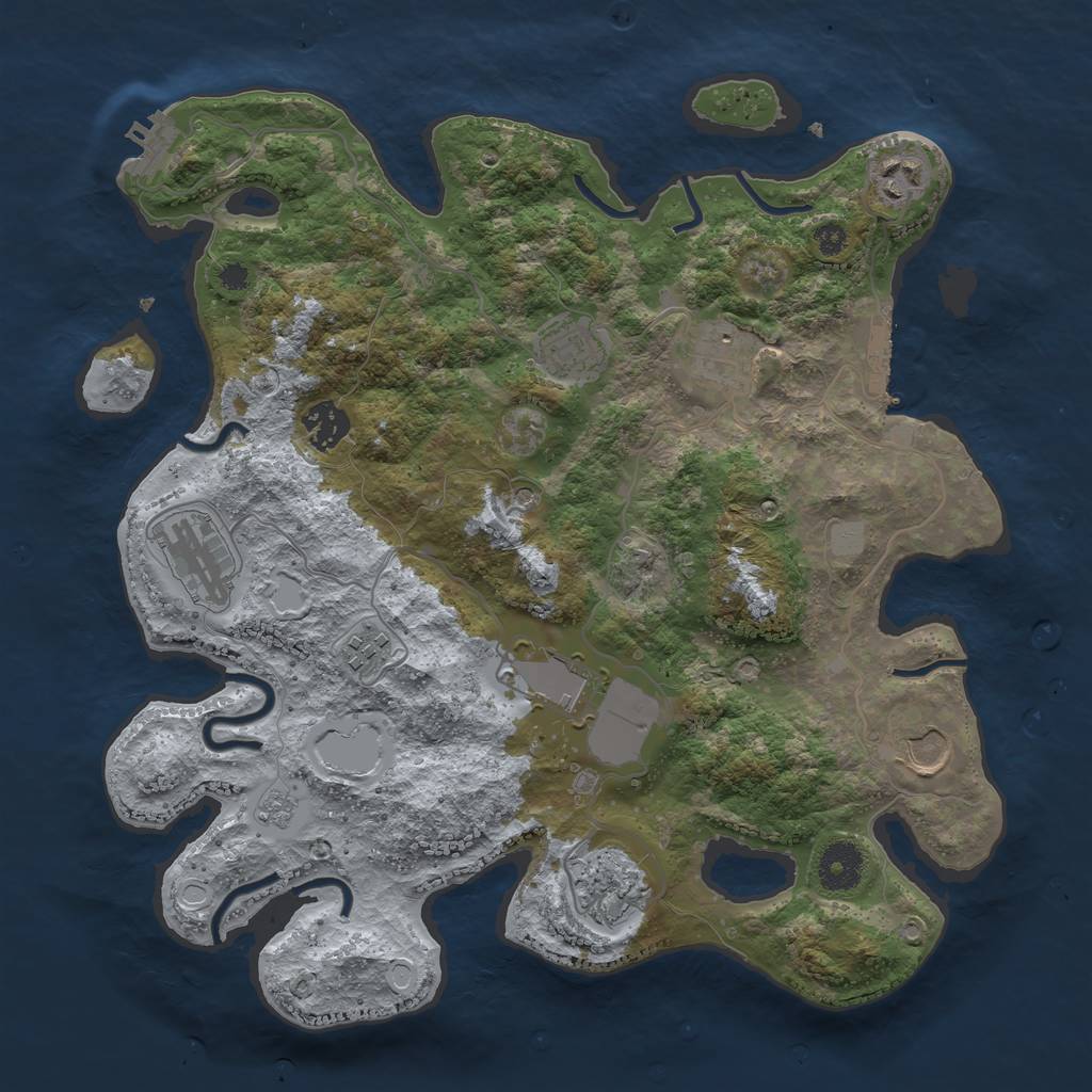 Rust Map: Procedural Map, Size: 3500, Seed: 1059072928, 18 Monuments