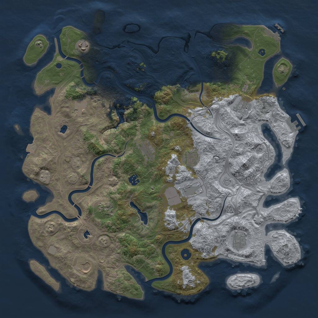 Rust Map: Procedural Map, Size: 4500, Seed: 344641750, 17 Monuments
