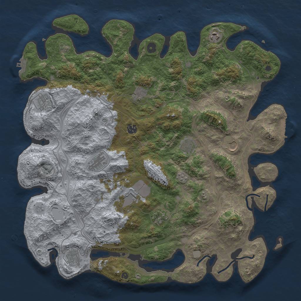 Rust Map: Procedural Map, Size: 4500, Seed: 884010775, 18 Monuments