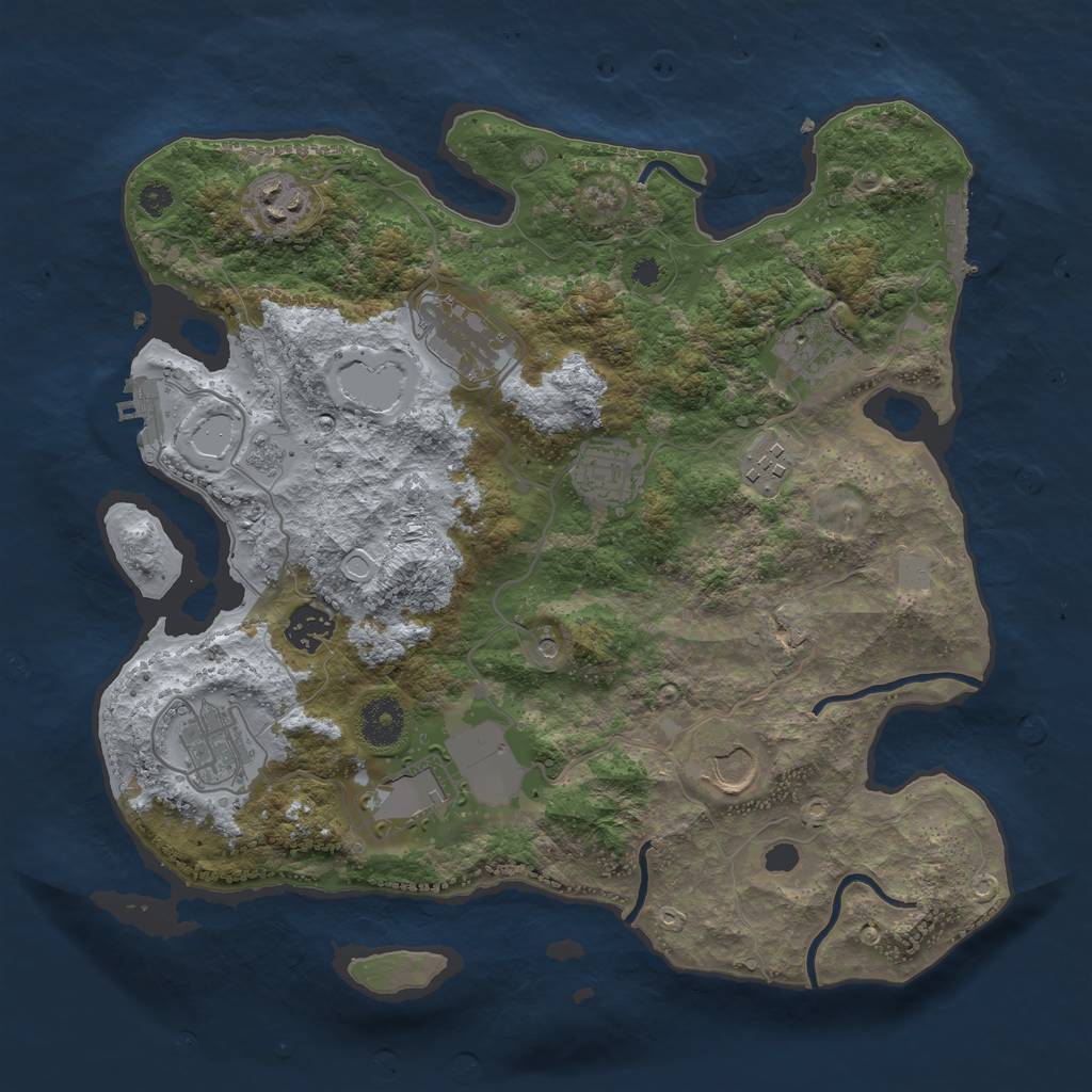 Rust Map: Procedural Map, Size: 3500, Seed: 23635, 18 Monuments