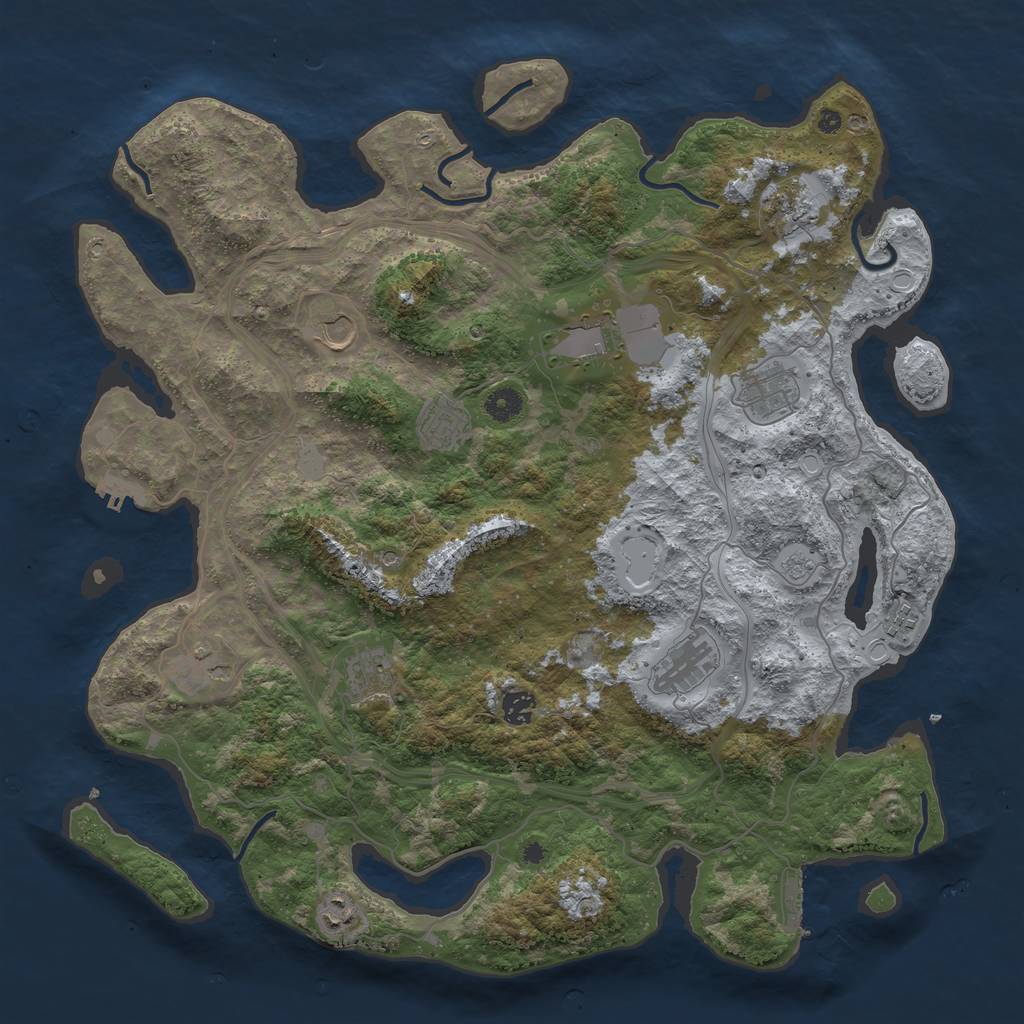 Rust Map: Procedural Map, Size: 4400, Seed: 209906426, 18 Monuments