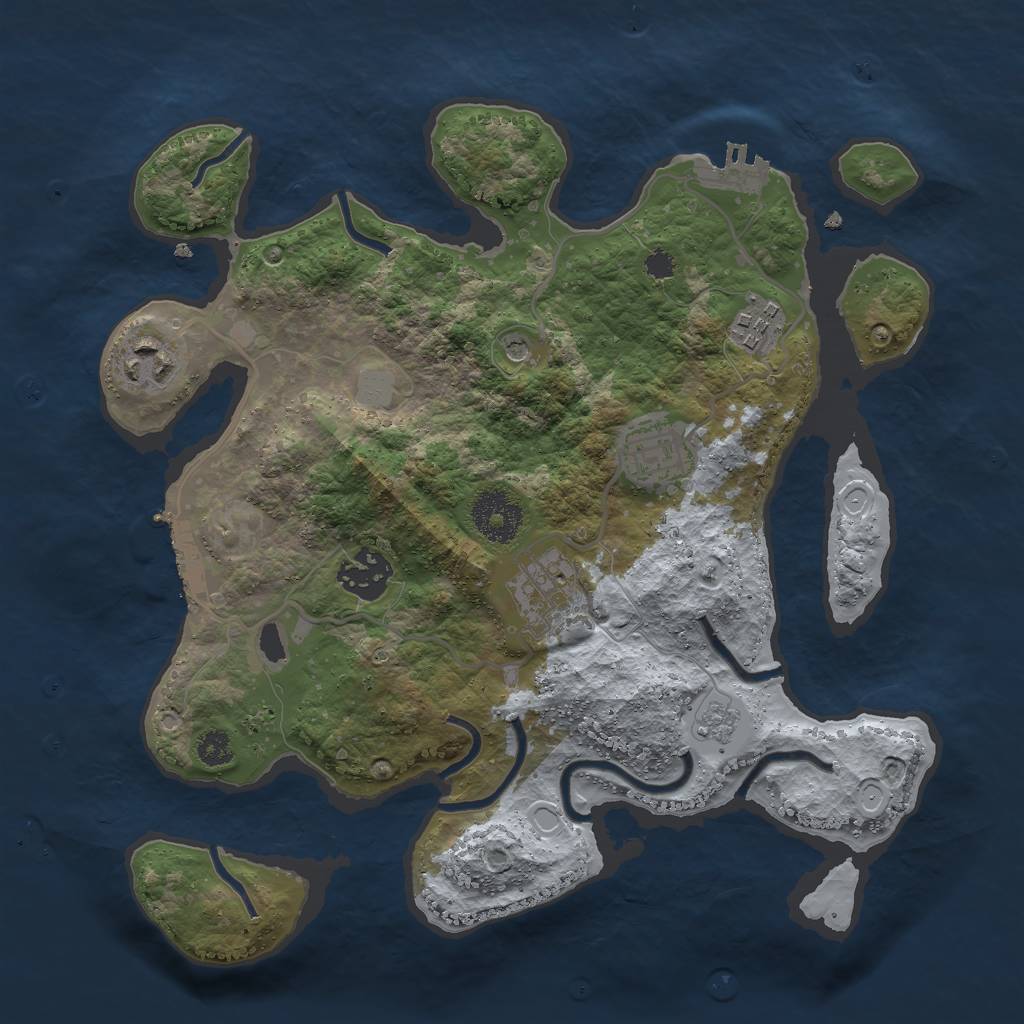 Rust Map: Procedural Map, Size: 3000, Seed: 1981, 14 Monuments