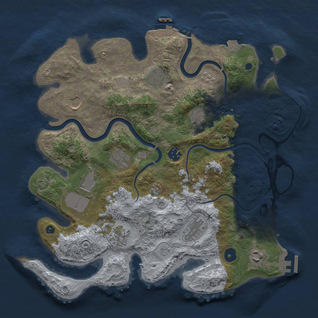 Rust Map: Procedural Map, Size: 3640, Seed: 993459, 16 Monuments
