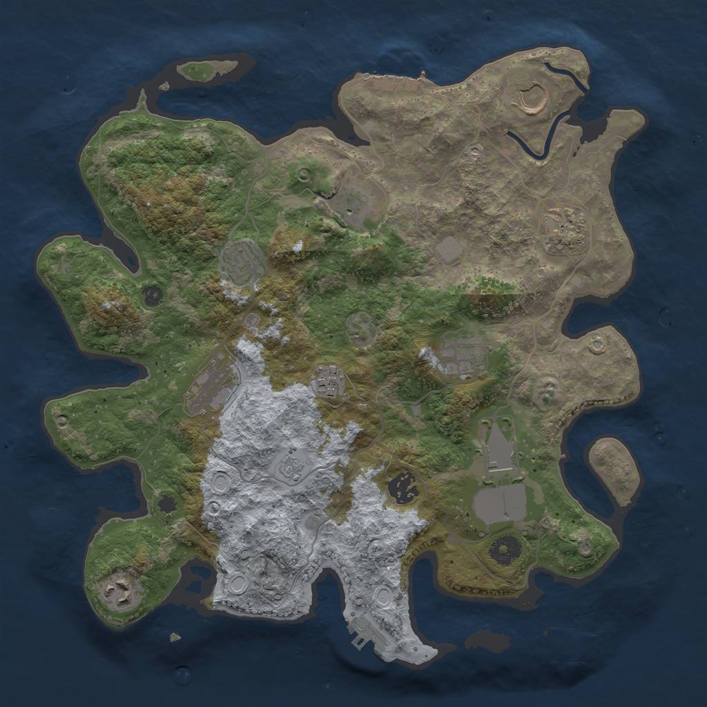 Rust Map: Procedural Map, Size: 3500, Seed: 1423157235, 18 Monuments