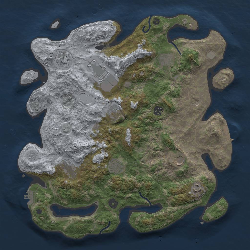 Rust Map: Procedural Map, Size: 3850, Seed: 597095179, 19 Monuments