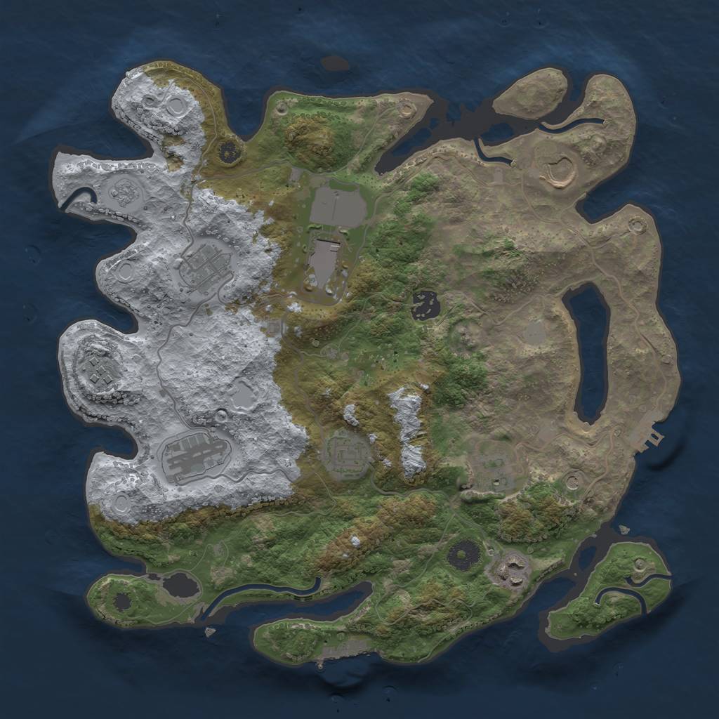 Rust Map: Procedural Map, Size: 3500, Seed: 1155272160, 18 Monuments