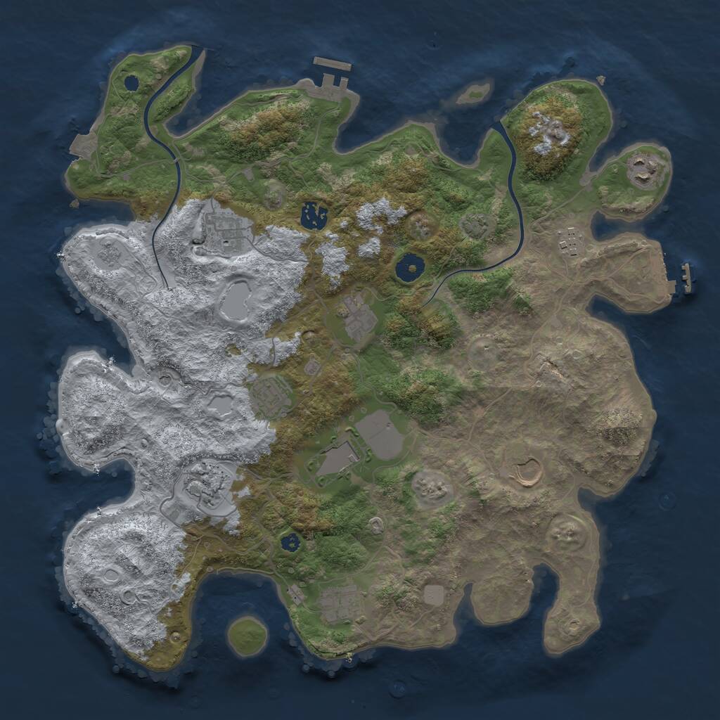 Rust Map: Procedural Map, Size: 3850, Seed: 954140259, 16 Monuments