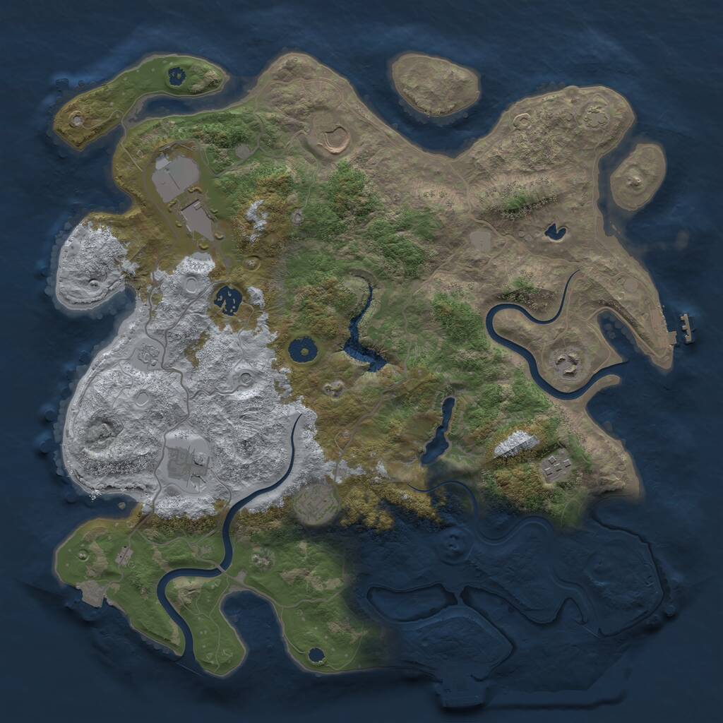 Rust Map: Procedural Map, Size: 4000, Seed: 302521, 13 Monuments