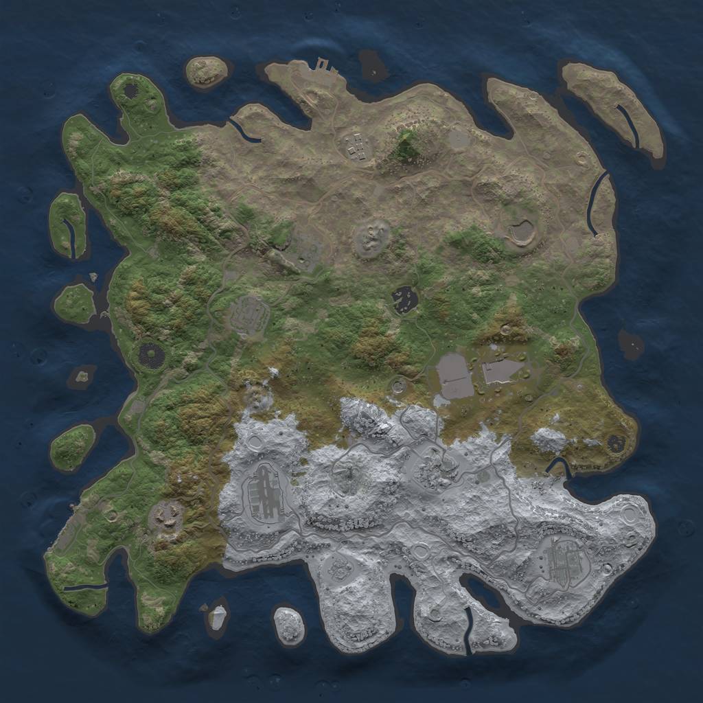 Rust Map: Procedural Map, Size: 4000, Seed: 240652, 19 Monuments