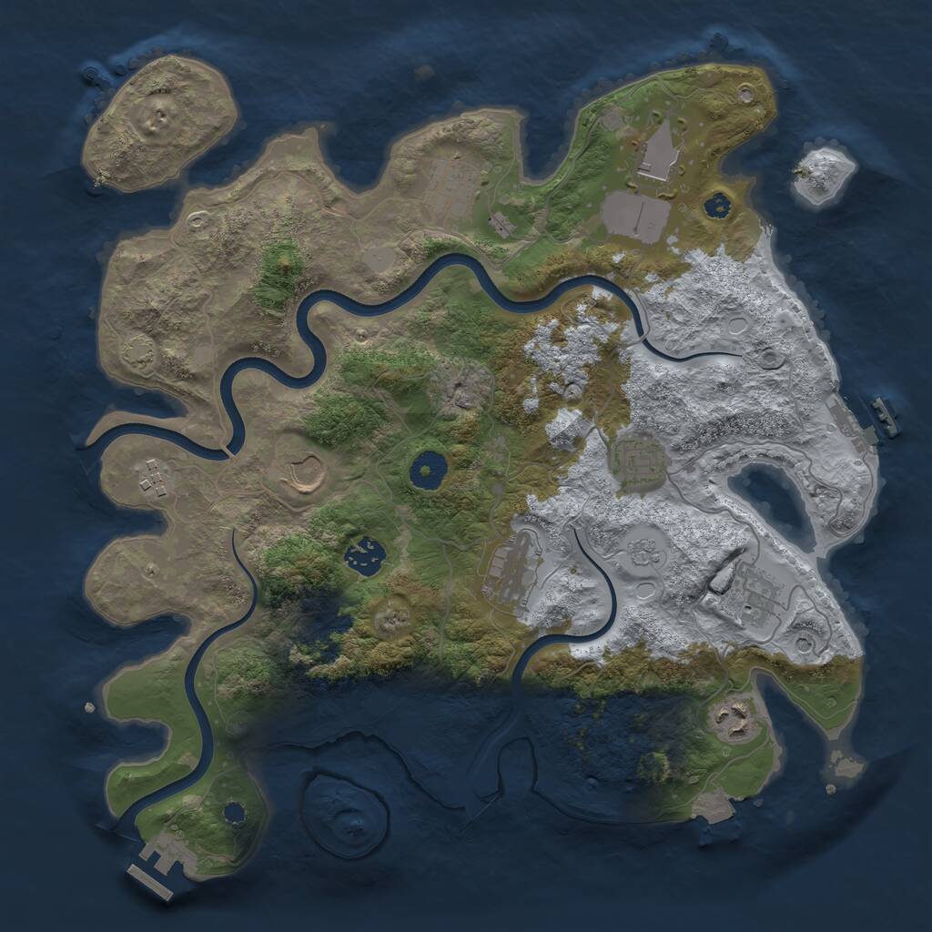 Rust Map: Procedural Map, Size: 3700, Seed: 858971, 15 Monuments