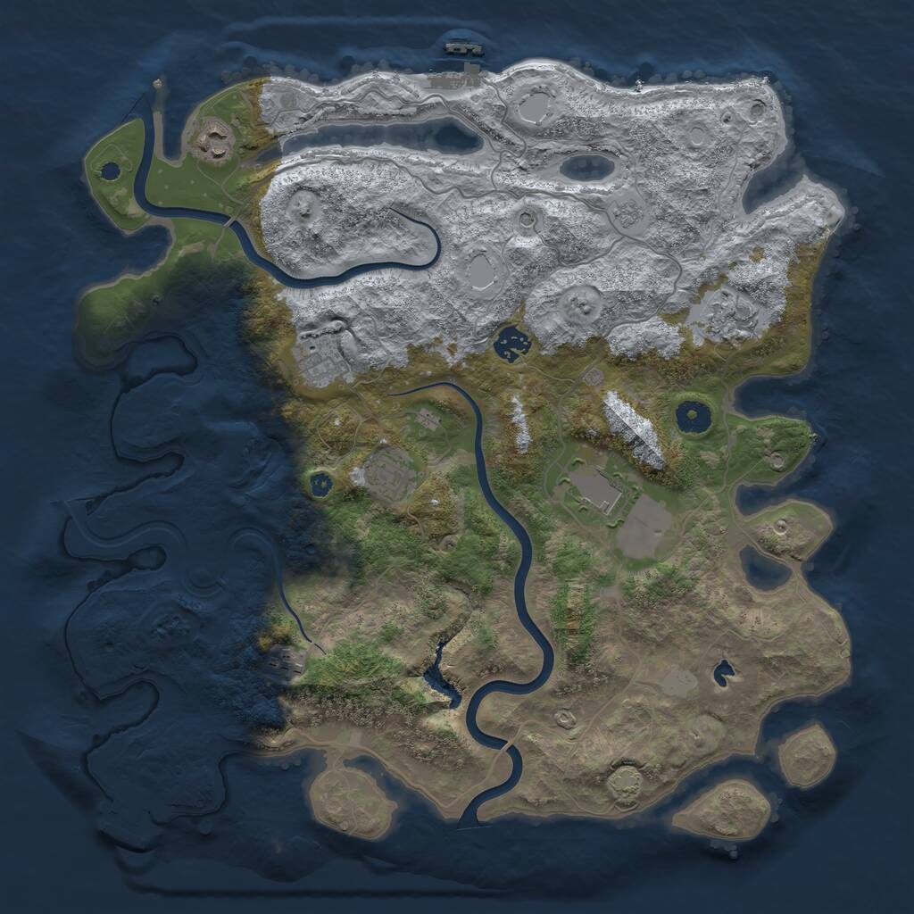 Rust Map: Procedural Map, Size: 4000, Seed: 470167, 13 Monuments