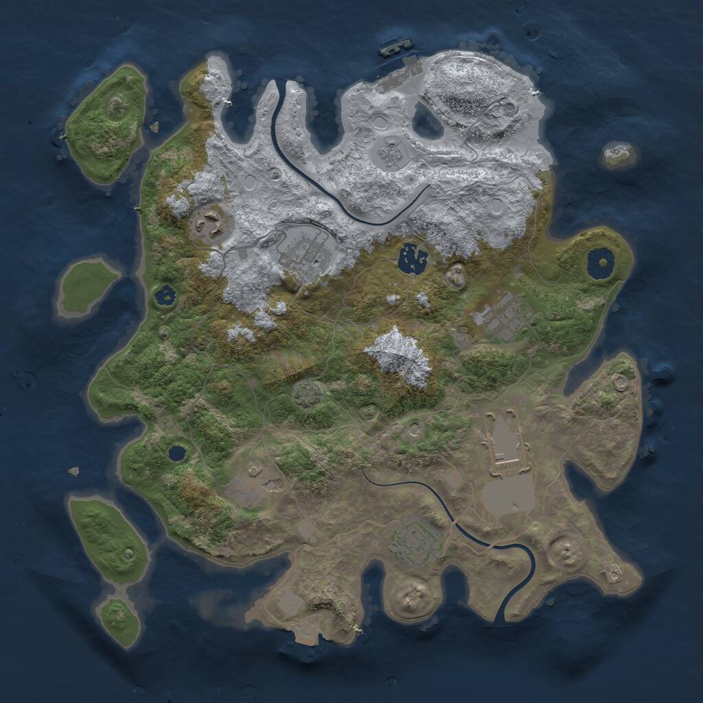 Rust Map: Procedural Map, Size: 3500, Seed: 1059673176, 12 Monuments