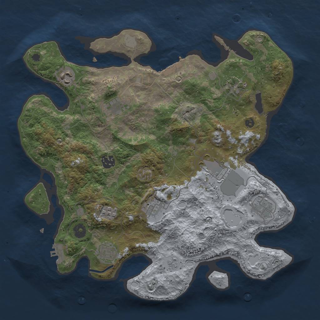 Rust Map: Procedural Map, Size: 3500, Seed: 1680109944, 17 Monuments