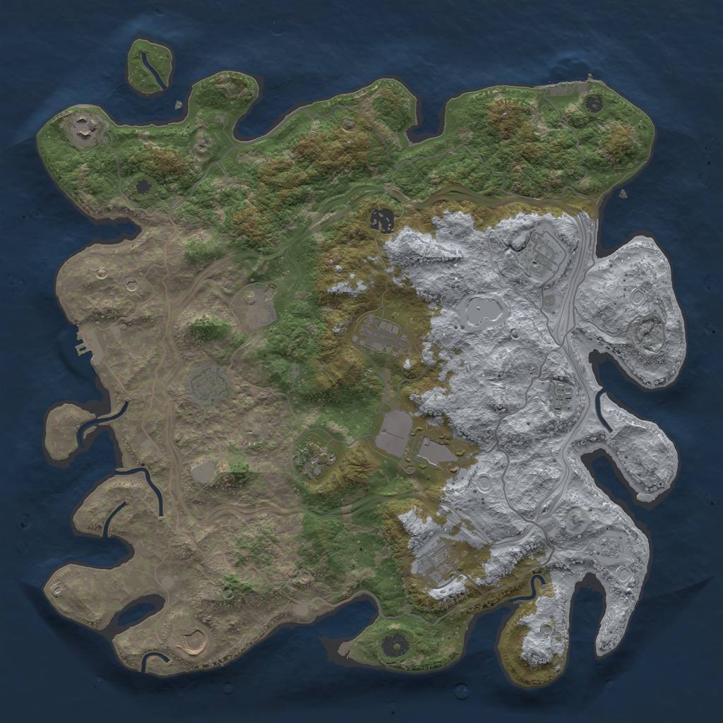 Rust Map: Procedural Map, Size: 4250, Seed: 1101306892, 20 Monuments