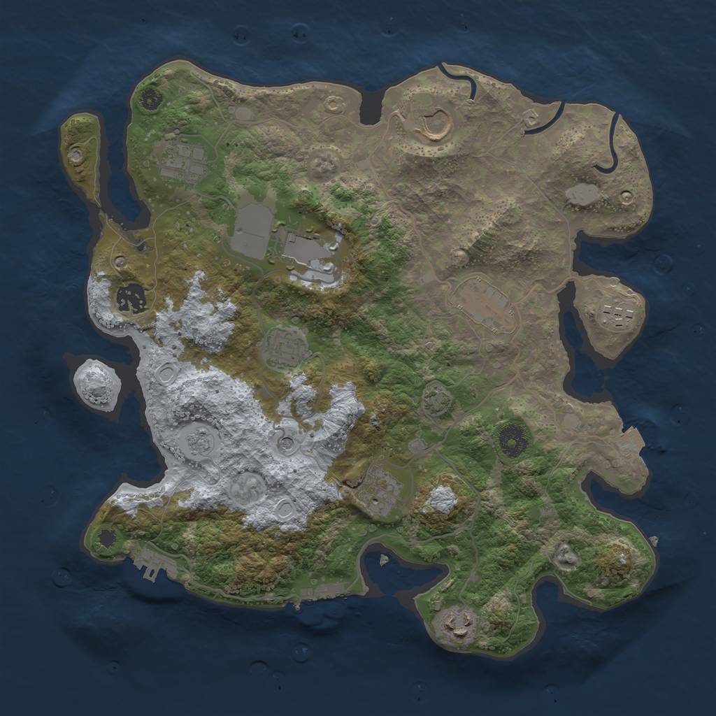 Rust Map: Procedural Map, Size: 3500, Seed: 2104732670, 17 Monuments
